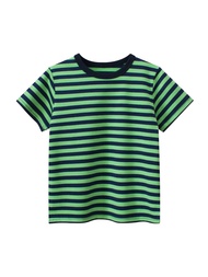 27Kids Choice Childrens clothing summer short sleeved T-shirt with simple stripes Baby boys round ne