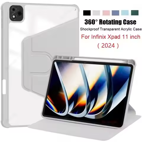 With Pencil Holder Case for Infinix Xpad 11 Inch 2024 360 Rotating Acrylic Funda for Infinix X Pad 1