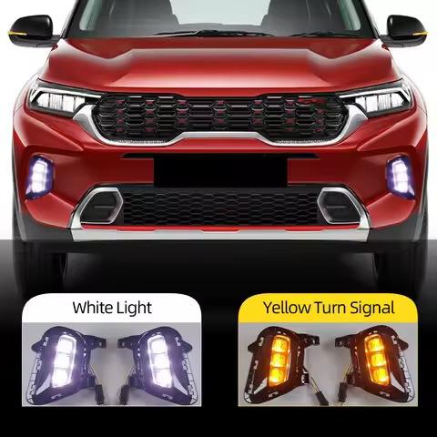 Car Flashing 1Set Auto lighting For Kia Sonet 2020 2021 Car Daytime Running Light Fog light Lamp LED