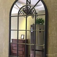 European Style Ornaments Living Room Fake Window Wall Decoration Arc Decoration Hanging Iron Mirror 
