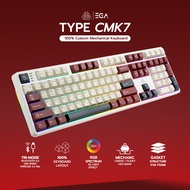 [ประกัน 2 ปี] EGA คีย์บอร์ดเกมมิ่งขนาด100% บลูทูธ ไร้สาย สาย CIY 5 Pin TYPE CMK7 Mechanical Full RGB
