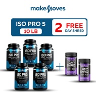 MakeMoves Whey ISO Pro สูตรลีน กล้ามชัด  (รสช็อคโกแล็ต)  สีน้ำเงิน   5กระปุก แถม DayShred 2กระปุก