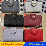 Wallet COACH Women Wallet C4768 C5896 Medium Corner Zip Wallet In Signature Leather Women Short Wallet Card Coin Purse