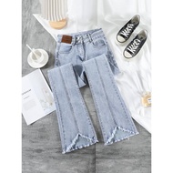 seluar bootcut woman slack bootcut woman Light-Colored High-Waisted Jeans with Horseshoe Flare - Spr