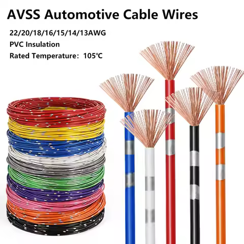 3/5M AVSS Pure Copper Car Wire 22 20 18 16 14 13AWG PVC Insulation OFC Pure Copper Speaker Audio Cab