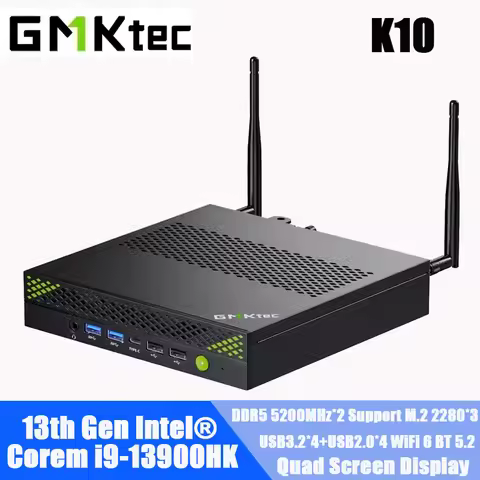 2025 GMKtec K10 MINI PC 13th Core i9-13900HK Win11Pro 2*DDR5 3*PCIE SSD WIFI6 BT5.2 2.5G Lan Desktop