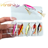 5pcs Set Fishing Lure Metal Jig 7g/10g/15g/20g Fishing Spinner Bait Metal Jigging Bait With Hook
