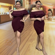 Lexie Offshoulder Front Slit Dress Formal Party Cocktail Event Dress Graduation Civil Wedding Dress