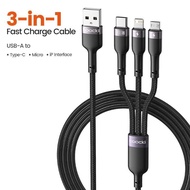 3-in-1 USB Fast Charging Cable 100W Multi-function Charger USB Type C Data Cable Adapter Type-C/ Micro USB/Lightning Ports