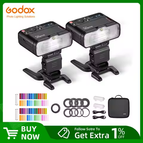 Godox MF12-K2 Macro Flash 2 Light Kit Mini Speedlite built-in Godox X System TTL Flash + Color Filte