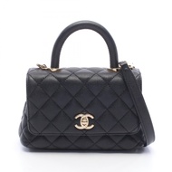 【二手】香奈兒 (Chanel) Coco Handle XXSTOPAS2215 黑色魚子醬紋小牛皮 Coco Handle 絎縫雙鏈肩帶