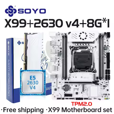 Gaming Motherboard Set SOYO X99 C612chip with Intel Xeon E5 2630 V4 CPUDDR4 8G*1 2133MHz RAM Compute