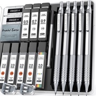 Four Candies Metal Mechanical Pencil Set (Multi-Size 0.5/0.7/0.9/2.0mm) with Replacement Leads (HB/2