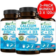 [Bundle of 3] Biofinest Calcium Magnesium Zinc Vitamin D3 Supplement - Fast Absorption - Bone Teeth 