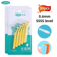 (0.6mm)Cofoe 30pcs Interdental Brush Orthodontic Floss Sticks for Brace Braces With Case Toothpick Brushes Oral Hygiene Dental Cleaner L type Head Flossing Tooth Seam Care Cleaning Toothbrush Cusp Teeth Clean Decay Gum Disease