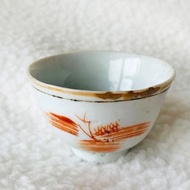 中國 清末民初寫意陶瓷小酒杯│ 民窯燒製 白地青花瓷 古典抽象美