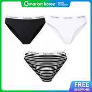 Calvin Klein | CK เคาบน ไคลน คารเซล คอตตอน สเตรช 3 แพค บกน กางเกงชนในสตร สดำ/ขาว/ลายทาง รน QP1258O-1