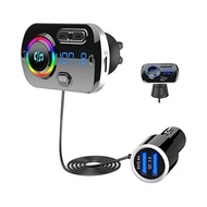 [1094] Bluetooth FM Transmitter 5.0 Handsfree Car Kit with 2 USB Ports Quick Charge QC3.0+ 5V/ 2.4A Car Radio Adapter