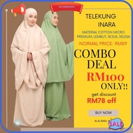 ⭐LOW PRICE⭐ ALAJMAL TELEKUNG COTTON Mikro Premium Gebu Sejuk Selesa Polos Putih Watna Kain Sembahyan