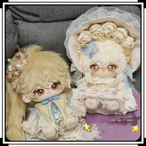 20cm Game Genshin Impact Aether Lumine Cosplay Plushie Toys Dress Up Skeleton Body Stuffed Anime Plu