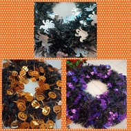 萬聖節花環牆上掛飾佈置 Halloween Tinsel Wreath decorations