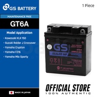 GS Battery GT6A Maintenance Free for (GM5Z-38/5L) Raider J, Crypton, Mio 1/Sporty, FZ16, KLX150 1 Piece