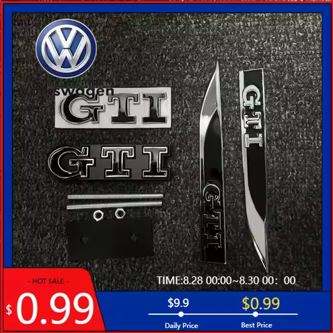 VW 2026 Hot 3Pcs 3D Metal Car Trunk Logo Sticker Grill Emblems Badge Decals For VW Golf 2 3 4 5 6 8 