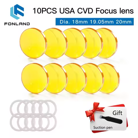 Fonland 10pcs/set USA CVD Focus Lens ZnSe Laser Lens Dia.20 19.05 18 FL 38.1/50.8/63.5/76.2/101.6/12