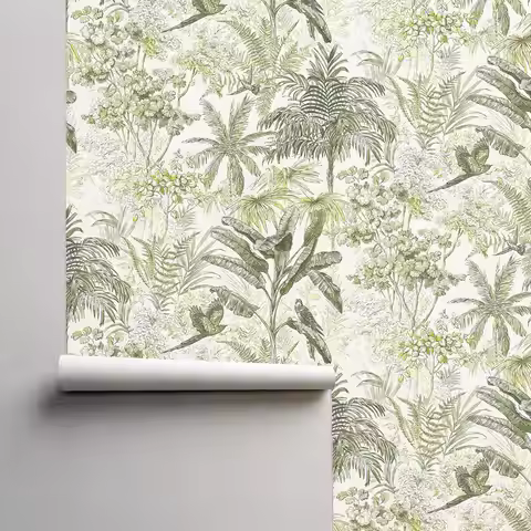 Tropical Wallpaper Birds fly in jungle forest PW423330104