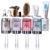 Kệ Dán Tường Đựng Bàn Chải - Kem Đánh Răng 4 Ngăn Có Kèm Ly