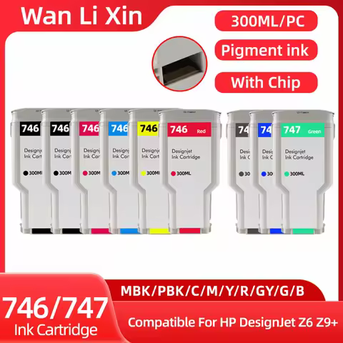 300ML/PC Compatible For HP 746 747 HP746 HP747 Ink Cartridge For HP DesignJet Z6 & Z9+ Printer With 