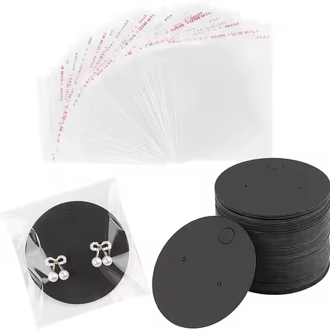 50pcs Earring Display Cards Round Earring Holder Tags Kraft Paper Cards for DIY Earring Jewelry Disp