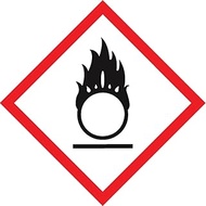 Accuform LZH622EV2 GHS Pictogram Label, FLAME OVER CIRCLE", Adhesive-Poly, 4" Length x 4" Width, Red