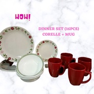 [Ready Stock] Dinner Set Corelle Plus Mug 16pcs -Dinner Set Corelle-