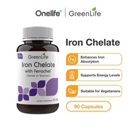GreenLife Iron Chelate with Ferrochel (Vitamin C, B6 and B12) 90 Veggie Capsules (Suitable for Veget