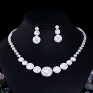 ต่างหูเลื่อมคุณภาพสูงสำหรับเจ้าสาวสีขาวชุบทองสีอัญมณีชุดคอสตูมปูเต็มรูปแบบประกายเพชรสังเคราะห์ AAAA 