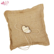 Abbraccia Burlap Hessian Rustic Country Wedding  pillow insserts Bearer Wood Hearts