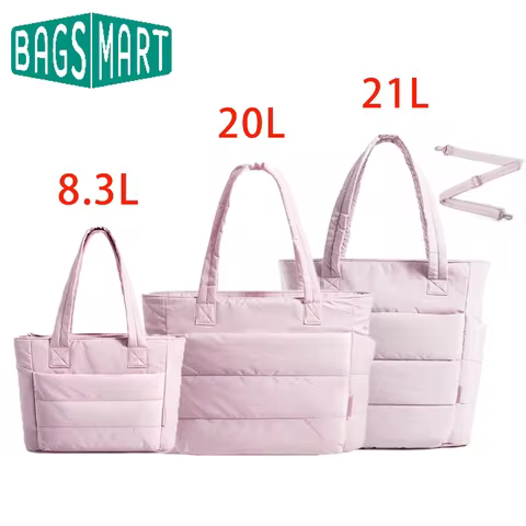 BAGSMART Women's Tote Bag Quilted Shoulder Bag Handbag for Travel Work Gym Lightweight Puffy Tote Ba