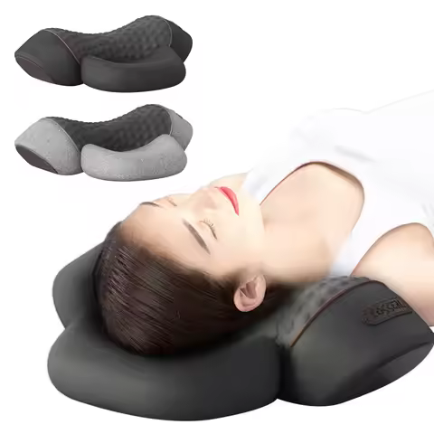 Neck Massager Ergonomic Neck Massager Pillow Heat & Vibration Shoulder Massager Pillow Multi-Functio