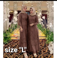 GAMIS GERALDINE / BAHAN BRUKAT TILE MUTIARA/SIZE LXL XXL/GAMIS TILE / GAMIS PESTA