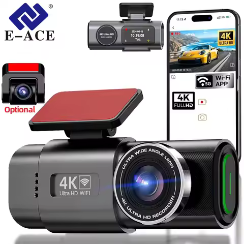 E-ACE 4K Dash Cam Dual Band 5GHz & 2.4GHz WiFi with App, Front 4K Optional 1080P Rear Night Vision 2
