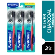 SYSTEMA Silver CHARCOAL Soft Toothbrush 3S - Random Color Charcoal Infused Bristles 99.9% Anti Bacte