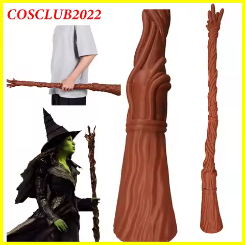 Elphaba Wand Broom Cosplay Movie Roleplay Magic Wands Costume Accessories for Women Halloween Carniv