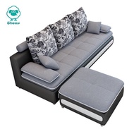 [kline]SHEEP L shape 3 4 seater Sofa with pedal living room double three people economic sofa bed combination with pillow and Washable sofa cover