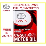 100% Original Toyota 0W-20 0W20 Synthetic SP GF-5A Engine Oil 4L - Imported from Japan - Motor Oil 4Litre 08880-13205