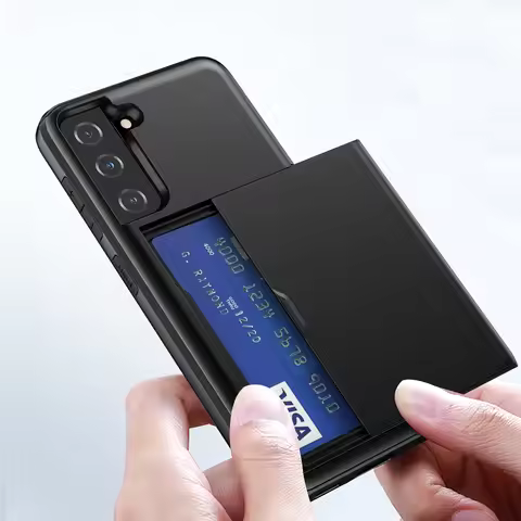 For Samsung S21 Plus Case Galaxy S22 Ultra Cover Hybrid Tough Slide Wallet Card Armor Case For Samsu