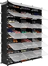 BASTUO Shoe Rack Organizer 72 Pairs Portable Shoe Storage Shelf Cabinet Narrow Standing Stackable Space Saver for Closet, Entryway, Hallway, Stand Expandable for Heels, Boots, Slippers, Black