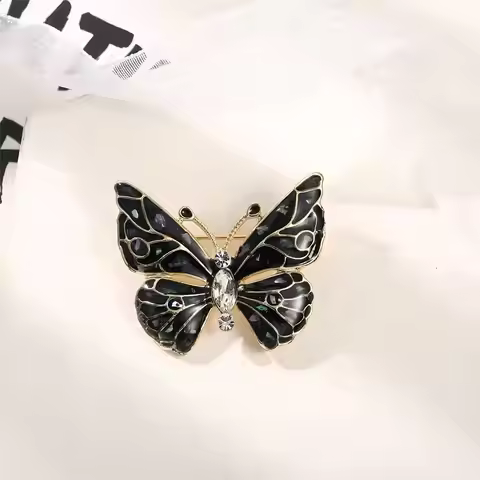 New Shell Butterfly Pins for Women Unisex Glass Insect Brooches Event Party Backpack Decoration Clot