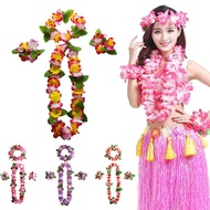 4pcs/Set Hawaii Flower Wreath Necklace Hawaiian Party Decoration Artificial Flower Garland Tropical 