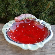 Ceramic ashtray Alice in Wonderland Caterpillar Mushroom figurine Small plate